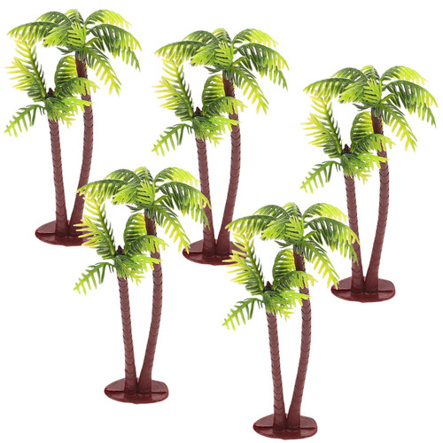 VANZACK 5pcs Miniature Trees for Crafts Coconut Trees Figurine Cake Palm Fake Jungle Mini Landscape Mini Artificial Palm Tree Mini Palm Plants Cupcake Diorama Small Coconut Aquatic Plants