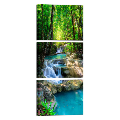 iKNOW FOTO 3 Piece Canvas Wall Art Nature Landscape Pictures Green Forest Waterfall Poster Canvas Prints Framed Artwork Spa Bathroom Bathroom Room Decor 12x16inchx3pcs iKNOW FOTO 3 Piece Canvas Wall Art Nature Landscape Pictures Green Forest Waterfall Poster Canvas Prints Framed Artwork Spa Bathroom Bathroom Room Decor 12x16inchx3pcs