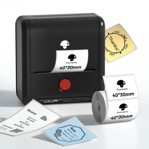 Memoqueen Thermal Label Maker, M200 Barcode Label Printer, 3 Inch Portable Bluetooth Label Maker for Small Business,Sticker Maker Machine, for Logo, Retail, Address, Mailing, Labeling, Black