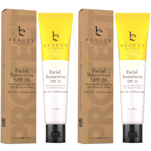 Face Sunscreen SPF 20 - Mineral Sunscreen Face, Reef Friendly Sunscreen With Natural & Organic Ingredients, Biodegradable Sunscreen, Zinc Oxide Sunscreen for Daily Use, Facial Sunscreen Travel Size