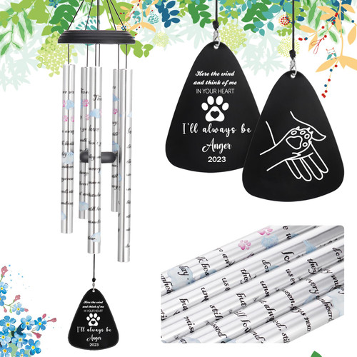 Atdesk Pet Memorial Wind Chime, 32" Pet Sympathy Wind Chimes, Personalized Engraved with Name & Date, Dog Memorial Gifts for Loss of Dog, Metal Wind Chimes for Outside(Hear The Wind) Atdesk Pet Memorial Wind Chime, 32" Pet Sympathy Wind Chimes, Personalized Engraved with Name & Date, Dog Memorial Gifts for Loss of Dog, Metal Wind Chimes for Outside(Hear The Wind)