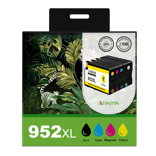Ankink Remanufactured Ink Cartridge Replacement for HP 952 XL 952XL (BCMY 4-Pack) for 8710 7740 8720 8702 8210 7720 8715 8730 8740 8216 8725 8700 8200 Printers Black Color