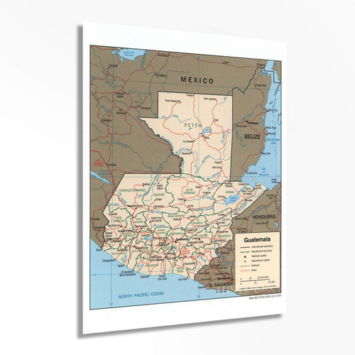 HISTORIX 2000 Guatemala Map Poster - Mapa de Guatemala - 18x24 Inch Guatemala Poster Print - Map of Guatemala Wall Decor - Guatemala Wall Art