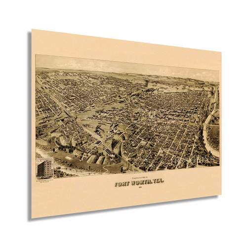 HISTORIX Vintage 1891 Fort Worth Texas Poster Map - 18x24 Inch Vintage Map of Fort Worth TX Wall Art Decor - Historic Fort Worth Map - Birds Eye View of Old Fort Worth Texas Vintage Map HISTORIX Vintage 1891 Fort Worth Texas Poster Map - 18x24 Inch Vintage Map of Fort Worth TX Wall Art Decor - Historic Fort Worth Map - Birds Eye View of Old Fort Worth Texas Vintage Map