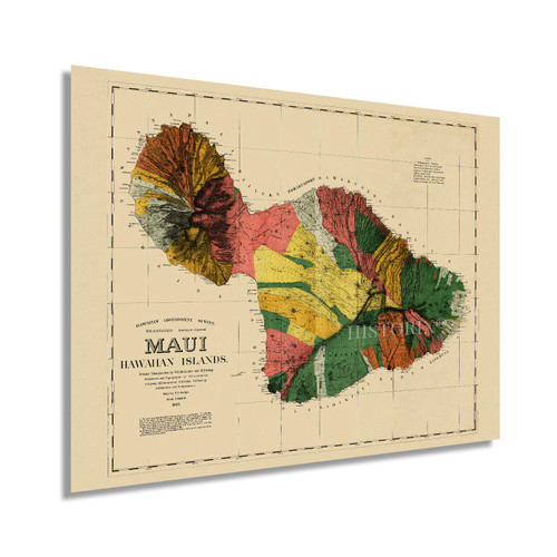 HISTORIX Vintage 1885 Map of Maui Hawaii - 18x24 Inch Vintage Maui Poster - Historic Maui Wall Art - Restored Vintage Maui Map - Old Maui Hawaii History Map