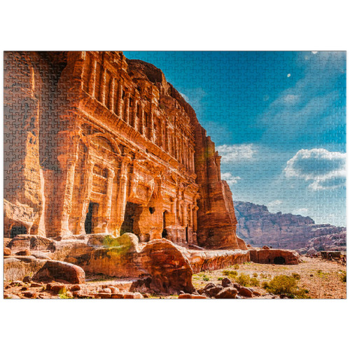 Beauty of Rocks and Ancient Architecture in Petra, Jordan - Premium 1000 Piece Jigsaw Puzzle for Adults