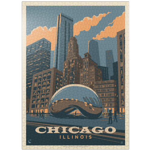 Chicago, IL: Magic Bean, Vintage Poster - Premium 1000 Piece Jigsaw Puzzle for Adults