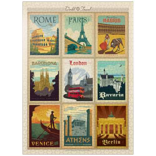 Europe Travel, Collage, Vintage Poster - Premium 1000 Piece Jigsaw Puzzle for Adults Europe Travel, Collage, Vintage Poster - Premium 1000 Piece Jigsaw Puzzle for Adults