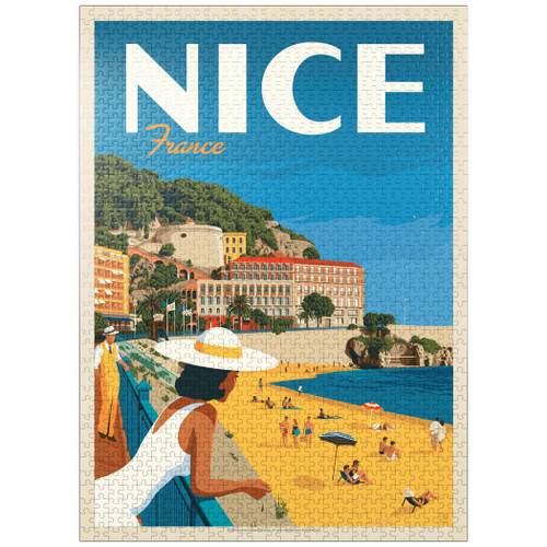 France: Nice, Vintage Poster - Premium 1000 Piece Jigsaw Puzzle for Adults