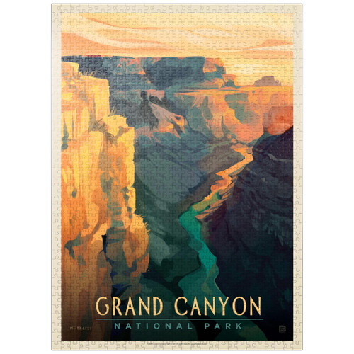 Grand Canyon National Park: Deep Shadows, Vintage Poster - Premium 1000 Piece Jigsaw Puzzle for Adults