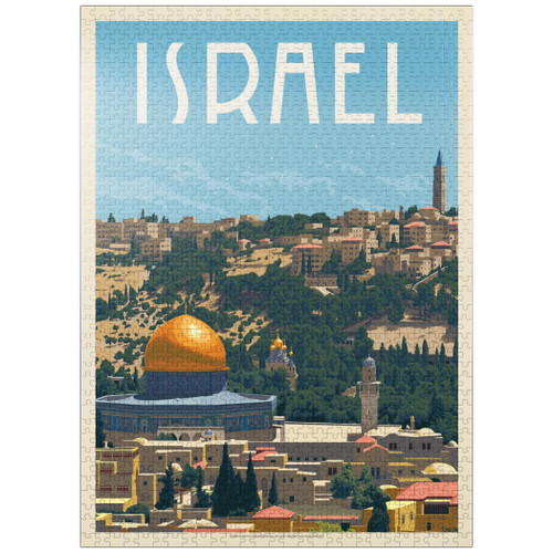Israel: Jerusalem, The Old City, Vintage Poster - Premium 1000 Piece Jigsaw Puzzle for Adults