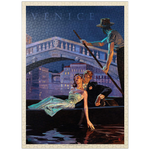 Italy: an Evening in Venice, Vintage Poster - Premium 1000 Piece Jigsaw Puzzle for Adults
