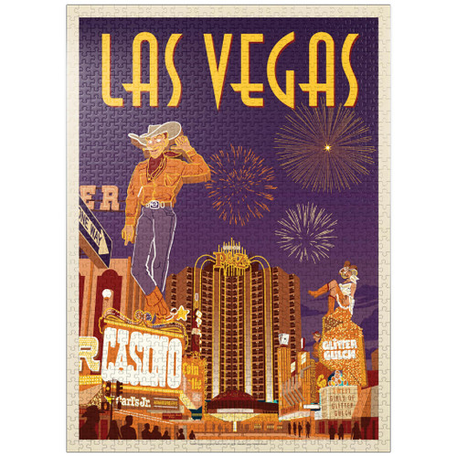 Las Vegas: Viva Vintage Vegas, Vintage Poster - Premium 1000 Piece Jigsaw Puzzle for Adults