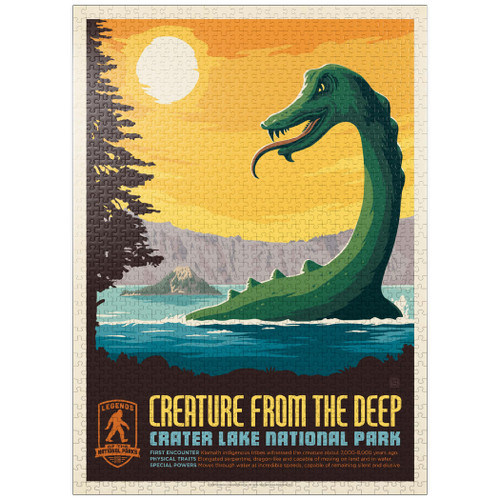 Legends of The National Parks: Crater Lake's Creature from The Deep, Vintage Poster - Premium 1000 Piece Jigsaw Puzzle for Adults Legends of The National Parks: Crater Lake's Creature from The Deep, Vintage Poster - Premium 1000 Piece Jigsaw Puzzle for Adults