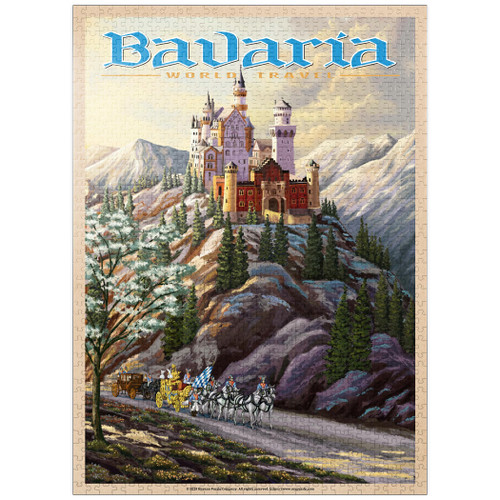 Neuschwanstein Castle, Germany - Whispers of Winter's Fantasy, Vintage Travel Poster - Premium 1000 Piece Jigsaw Puzzle for Adults