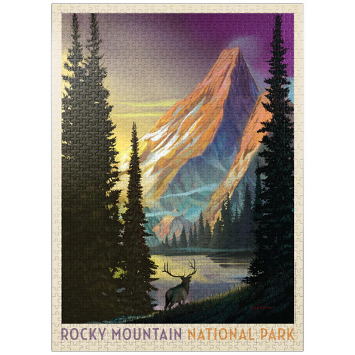 Rocky Mountain National Park: Pyramid Peak, Vintage Poster - Premium 1000 Piece Jigsaw Puzzle for Adults