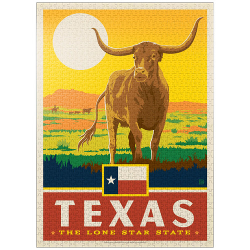 Texas: The Lone Star State, State Pride Vintage Poster - Premium 1000 Piece Jigsaw Puzzle for Adults
