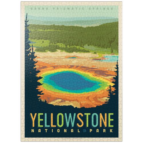 Yellowstone National Park: Grand Prismatic Springs, Vintage Poster - Premium 1000 Piece Jigsaw Puzzle for Adults