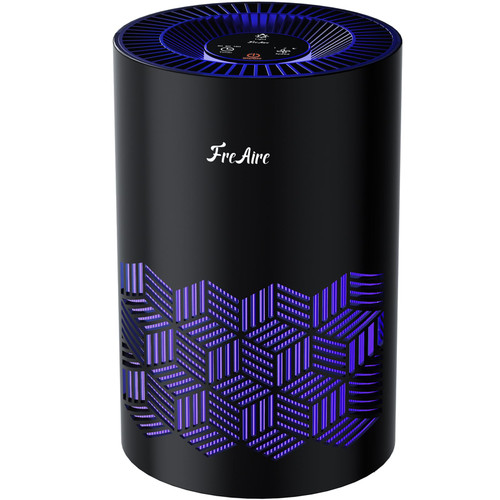 FreAire Air Purifiers for Bedroom, H13 HEPA Air Purifier with RGB Lights Air Purifiers for Pets Dust Smoke Pollen Dander Smell, Portable Air Purifier with Air Filter For Home (Black)