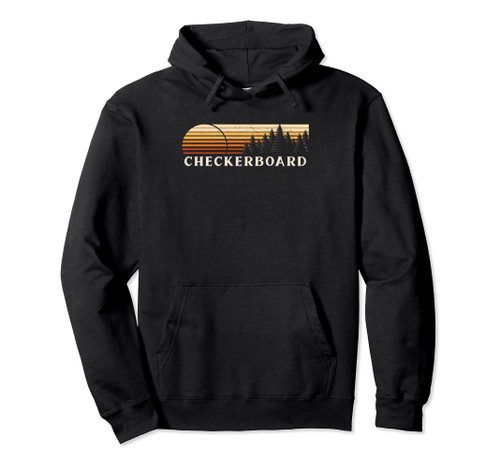 Checkerboard, MT Vintage Evergreen Sunset Eighties Retro Pullover Hoodie