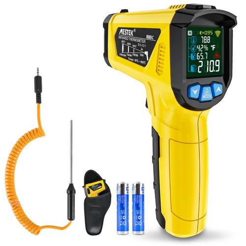 MESTEK Infrared Thermometer Gun, Digital Temperature Gun -58?~1472? IR Laser Thermometer Temp Gun for Cooking/Pizza Oven/Freezer with Food Thermometer Alarm Function Adjustable Emissivity & Humidity MESTEK Infrared Thermometer Gun, Digital Temperature Gun -58?~1472? IR Laser Thermometer Temp Gun for Cooking/Pizza Oven/Freezer with Food Thermometer Alarm Function Adjustable Emissivity & Humidity
