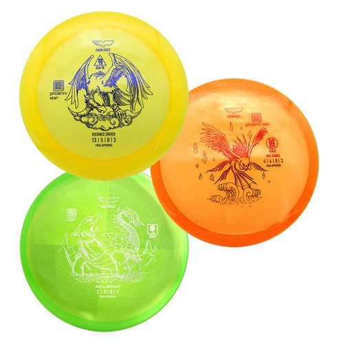 Yikun Disc Golf Disc Starter Set 3pcs Includes Golf Disc Driver Mid-Range Putter Disc Golf Set Beginner 165-176g Disc Golf Starter Kits Disc Golf for Beginners