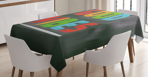 Ambesonne Chill Tablecloth, Colorful Chalk Writing on Blackboard Image Positivity Optimism and Happiness, Rectangular Table Cover for Dining Room Kitchen Decor, 60" X 90", Multicolor