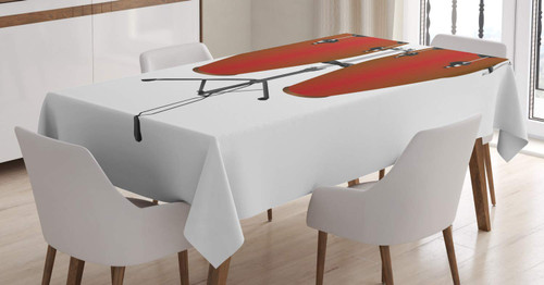 Ambesonne Drums Tablecloth, Illustration of a Pair of Conga Drums on a Plain Background Cuba Culture Items, Rectangular Table Cover for Dining Room Kitchen Decor, 60" X 90", Ruby and White