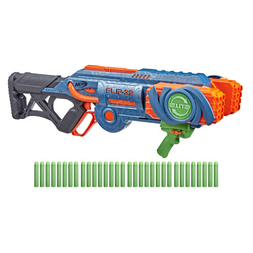 NERF Elite 2.0 Flipshots Flip-32 Blaster, Rotating Dart Barrels, 32-Dart Capacity, 32 Elite Darts, Toy Foam Blasters, Kids Outdoor Games & Toys for Boys & Girls