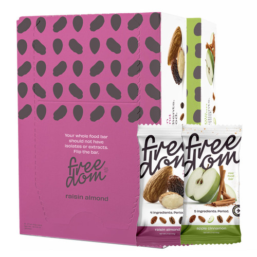Freedom Bar, Healthy Fruit and Nut Bar - Dairy and Gluten Free, Organic Energy Snack, AIP Friendly and Kosher (Raisin Almond/Apple Cinnamon)