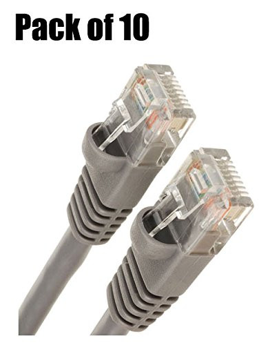 iMBAPrice 10' Cat5e Network Ethernet Patch Cable, 10 Pack, Gray (IMBA-CAT5-10GY-10PK)