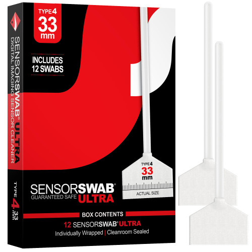 Photographic Solutions Sensor Swab Ultra 33mm Type-4 Digital Imaging Sensor Cleaner Swabs for Cleaning Medium Format Mirrored or Mirrorless Cameras. Sensor Dust & Oil Remover (Pack of 12)