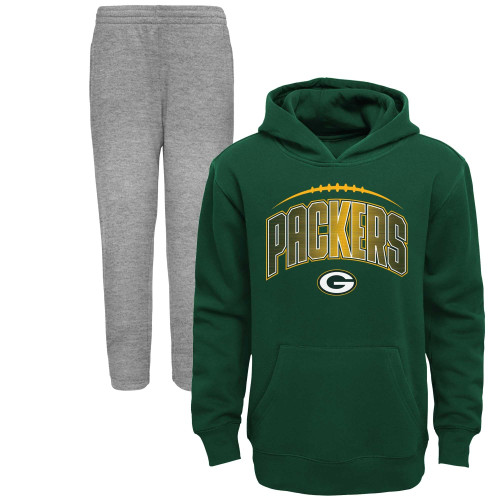 Outerstuff NFL Infants Toddler Double Up Team Color Primary Logo Pullover Sweatshirt Hoodie and Pants Set (4T, Green Bay Packers)