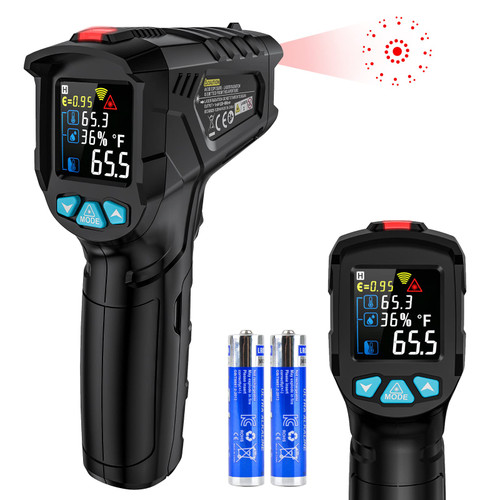 MESTEK Infrared Thermometer Temperature Gun, -58?~1472?, Digital Laser Thermometer Gun for Cooking, Pizza Oven, Grill & Engine, IR Thermometer Temp Gun with Adjustable Emissivity & Humidity Measure MESTEK Infrared Thermometer Temperature Gun, -58?~1472?, Digital Laser Thermometer Gun for Cooking, Pizza Oven, Grill & Engine, IR Thermometer Temp Gun with Adjustable Emissivity & Humidity Measure