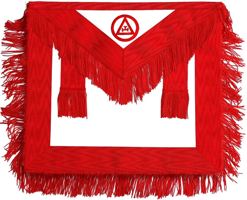 DEURA MASONIC Regalia ROYAL ARCH Synthetic LEATHER APRON WITH FRINGE EMBROIDERED 16" X 14"