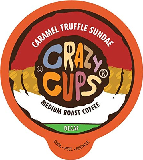 Crazy Cups Flavored Decaf Hot or Iced Coffee, for the Keurig K Cups Coffee 2.0 Brewers, Caramel Truffle Sundae, 22 Count Crazy Cups Flavored Decaf Hot or Iced Coffee, for the Keurig K Cups Coffee 2.0 Brewers, Caramel Truffle Sundae, 22 Count