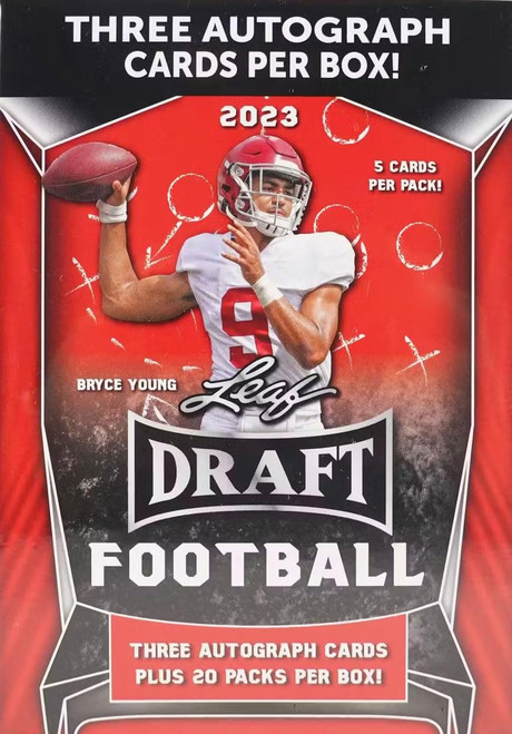 2023 Leaf Football Draft Picks Blaster Box of Packs with Possible Top Rookies Bryce Young and C.J. Stroud PLUS 3 GUARANTEED AUTOGRAPHS Per Box 2023 Leaf Football Draft Picks Blaster Box of Packs with Possible Top Rookies Bryce Young and C.J. Stroud PLUS 3 GUARANTEED AUTOGRAPHS Per Box