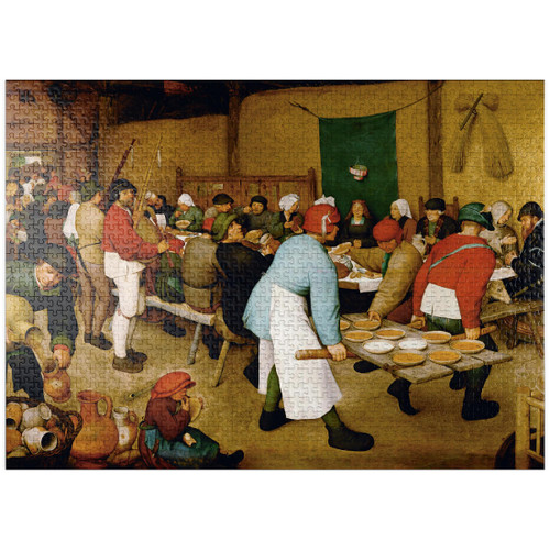 Peasant Wedding 1568 by Pieter Bruegel The Elder - Premium 1000 Piece Jigsaw Puzzle for Adults