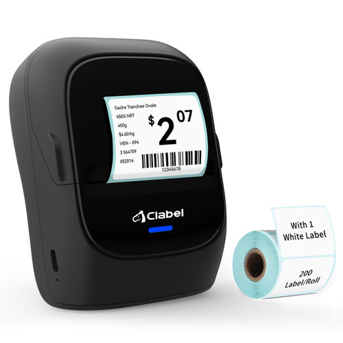 CLABEL Portable Thermal Label Printer: 221B Bluetooth Barcode Printer 2 Inch Wireless Label Maker Machine Compatible with iOS & Android for Small Business,Address, Office with 1 Roll 40x30mm Label