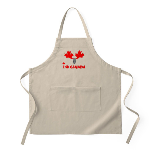 CafePress I Love Canada Canadian Moose BBQ Kitchen Apron with Pockets, Grilling Apron, Baking Apron