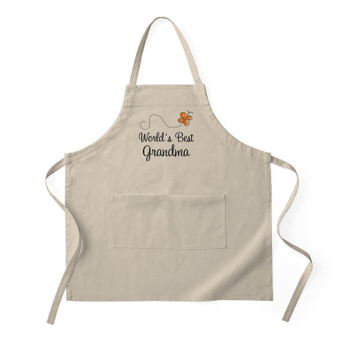 CafePress Worlds Best Grandma Apron For The Grandmother Kitchen Apron with Pockets, Grilling Apron, Baking Apron