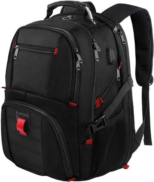 YOREPEK Travel Backpack, 15.6 Inch Laptop Backpacks for Men Women, Water Resistant College Backpack Airline Approved Business Work Bag with USB Charging Port Fits 15.6 Inch Computers, Black YOREPEK Travel Backpack, 15.6 Inch Laptop Backpacks for Men Women, Water Resistant College Backpack Airline Approved Business Work Bag with USB Charging Port Fits 15.6 Inch Computers, Black