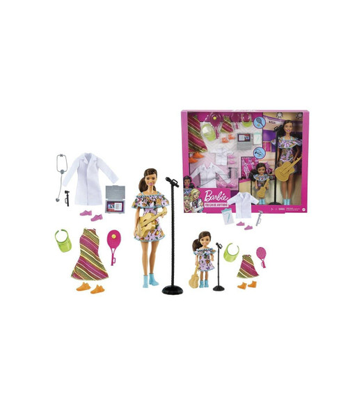 Barbie & Chelsea Careers Playset: 2 Brunette Dolls and Doctor, Tennis Star & Musician Pieces Barbie & Chelsea Careers Playset: 2 Brunette Dolls and Doctor, Tennis Star & Musician Pieces