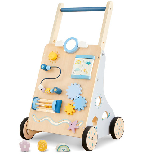 Beright Wooden Baby Walker, Wooden Baby Push Walker, Learning Activity Walker Toys, Baby Push Toy Multiple Activities Center, Gift for Birthday, Christmas and New Year