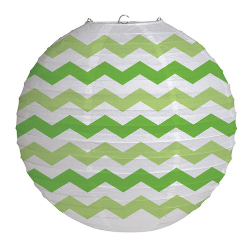 Creative Converting Round Lantern, 12", Chevron Fresh Lime