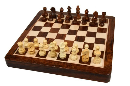 Handmade Folding Magnetic Wooden Chess Board Set with Extra Queens for Chessmen 14 '14 INCHES (10" 10)