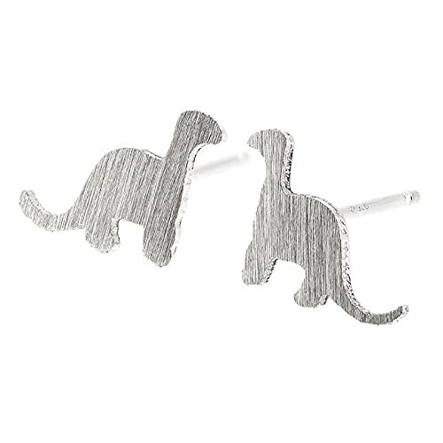 Tiny Dinosaur Post Earrings Brushed Sterling Silver Handmade in USA
