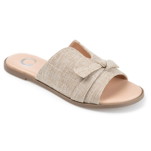 Journee Collection Womens Lillian Tru Comfort Foam Slide Flat Sandals Beige 6 Medium Womens US