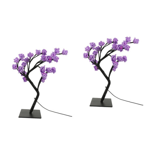 NOLITOY 2pcs Rose Tree Lights Lighted Rose Tree Spring Led Light Floral Desk Lamp Tabletop Bonsai Tree Light Lighted Flower Tree Bonsai Tree Lamp DIY PVC Roses Purple Flower Tree Lights