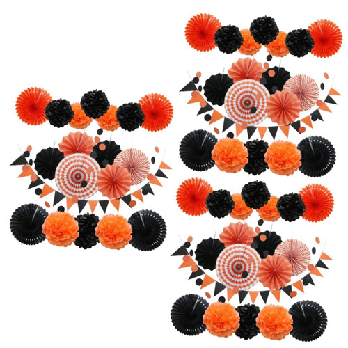 ibasenice 3 Sets Origami Fan Flower Rainbow Party Decorations Halloween Paper Banners Paper Flowers Balls Anniversary Banner Bunting Banner Paper Fan Decorations Baby Commemorate Ornament